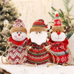 NCNC(OKDEALS01) Snowman Santa Storage Christmas  Eve Favors Drawstring Packaging Xmas Gift Bags Party  Supplies Candy Bag Christmas  Decorations
