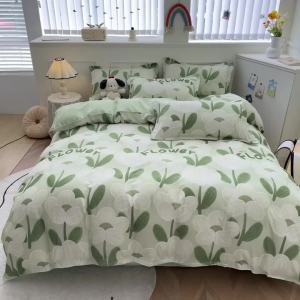 Washed Cotton Duvet Cover Single Piece Fresh Style Quilt Cover Brushed Cotton Bedding Set Single Student Dormitory Bed Sheet Three-Piece Set LZD