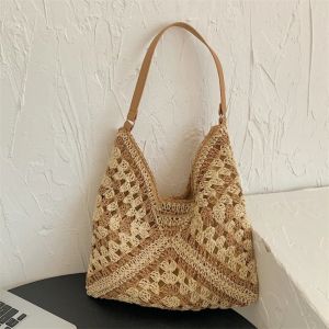 COLOO Large Capacity Women Shoulder Bag Hollow Out Braided Tote Bags Top-handle Bohemian Style Beach Handbag Summer