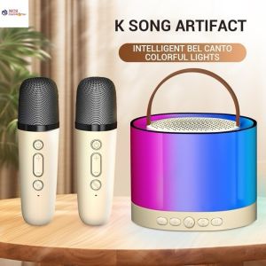 K52 Karaoke Bluetooth Microphone Home KTV Karaoke Machine Dual Microphone RGB Light Wireless Bluetooth Speaker for Kids