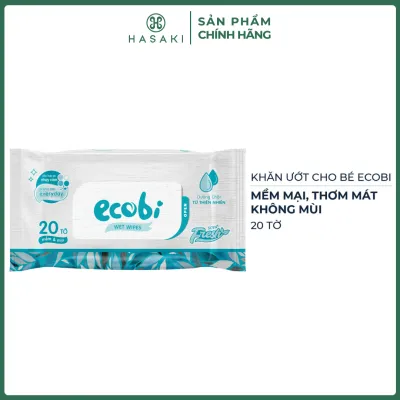Khăn Ướt Cho Bé EcoWipes Ecobi Hương Dịu Nhẹ/Không Mùi Gói 20 Tờ - 80 Tờ Hasaki Sản Phẩm Chính Hãng