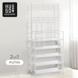 Hugo Medan Stand Hanger Gantungan Baju Topi Rak Sepatu Multifungsi Minimalis Modern