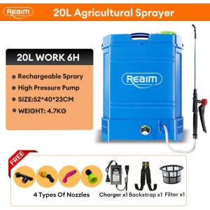 REAIM 16L/20L Knapsack Electric Sprayer Agriculture Rechargeable Sprayer Gardening Power