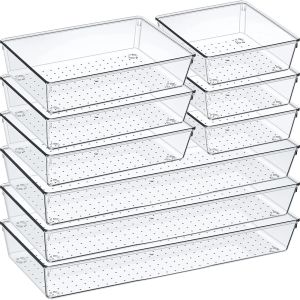 60/6/9/12Pack Drawer Organizers Clear Plastic Tub Containers for Bathroom Dressing Table Storage Home Organization Makeup Kit2026