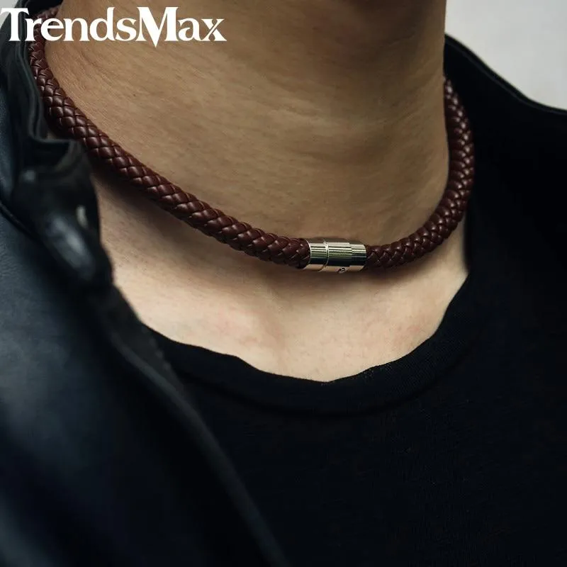 2024 Personalized Men's Choker Necklace Black Brown Braided
