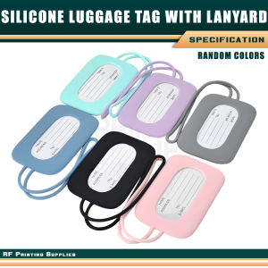 RF Printing Supplies - Silicone Luggage Label Tag + Lanyard | Random Color