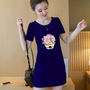 Dress Wanita Kaos Dres Gaya Korea Motif BIG BEAR & GIRL Bahan Adem dan Lembut Fit To L Ld 80-90 Cm