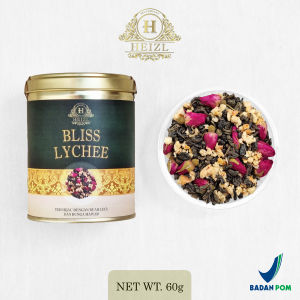 HEIZL Bliss Lychee - Artisan Lychee Green Tea / Teh Hijau Rasa Buah Leci Premium Dengan Buah Leci Asli - Kaleng 50gr