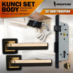 Gagang Pintu Rumah Kunci Pisah Minimalis Aluminium Hitam FT 001 BC/GP 889 Prospero