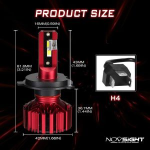 Novsight N11S Headlight For Car H4 H11 6000K Car LED Headlights Bulb 15000LM 100W Car Light A Pair