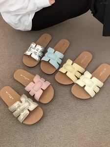 [Free Shipping] Vintage High-End Womens Flat Sandals for Summer Outdoor Wear Beach Vacation Casual Slippers