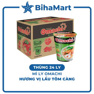 [THÙNG 24 LY] -  MASAN - Mì ly OMACHI KHÔNG THỊT vị Tôm Chua Cay (66g/ly) - Mì ly ăn liền không thịt Omachi Mì ly khoai tây Omachi Mì ly healthy không chiên Omachi