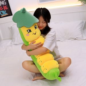 Gối ôm Sâu xanh đội lá khoai Thú bông Sâu đậu Vải Miniso chất mịn