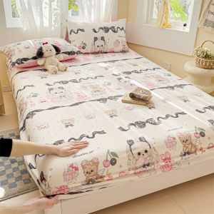 100% Cotton Fitted Sheet Set Cartoon Donuts Rabbit Cat Rainbow Non - Slip Bed Sheet Single Queen King Size