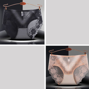 ✨ Quần lót ren eo giữa quyến rũ size lớn mỏng lụa lạnh lưới cạp cotton không lộ đường kiểu tam giác 3 cái Mỏng nhẹ thoáng khí chống mùi