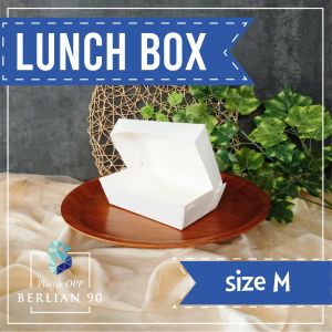 Paper lunch (Isi 50 Pcs )-Lunch Box Ukuran M - kotak Dus Kemasan Makanan Nasi Ayam /Ayam Geprek/Kraft Laminasi Dus Anti Minyak Kertas Ukuran M Khusus