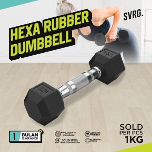 SVRG. Hexagonal Dumbbell - 1 KG - Hexagon Rubber Dumbell Barbell