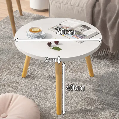 Solid wood small coffee table simple white circular table and chairs balcony coffee table mini leisure table