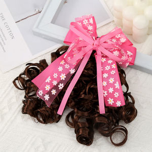 Christmas gifts Hair Accessories Infant Baby Girl Curly Wig Hat Patchwork Ribbon Bow Princess Newborn Children Hairclip for Kids Girls Headwear