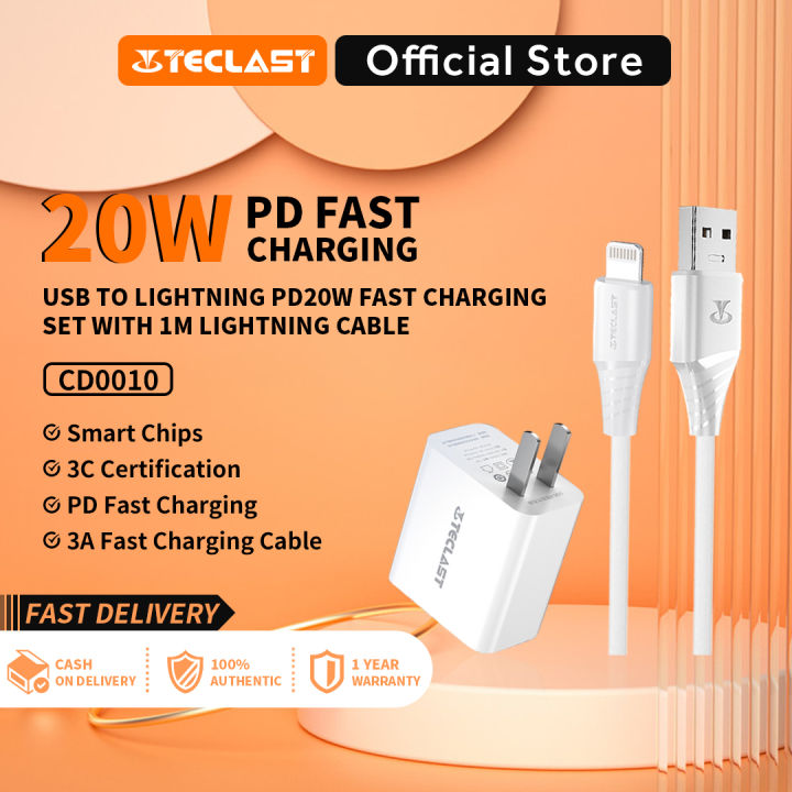Teclast CD0010 Fast Charging Set PD20W Adapter with 1M Lightning Cable Portable Charging Kit 3A
