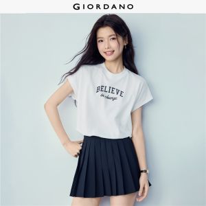Giordano Beau Monde Women Women Pure Cotton T-Shirt Free Shipping 13326418