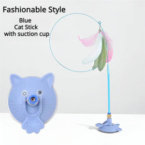 Cat Feather Teaser Toy with Suction Cup Base Interactive Wand with Bell for Independent Play