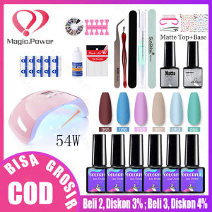 Set Lampu Kuku UV 36W atau 58W  dan 6 warna/10 warna atau 28 Warna Cat Kuku Gel Set Peralatan Manikur Seni Kuku Atasan dan Tidak Mengilap dengan Lapisan Dasar