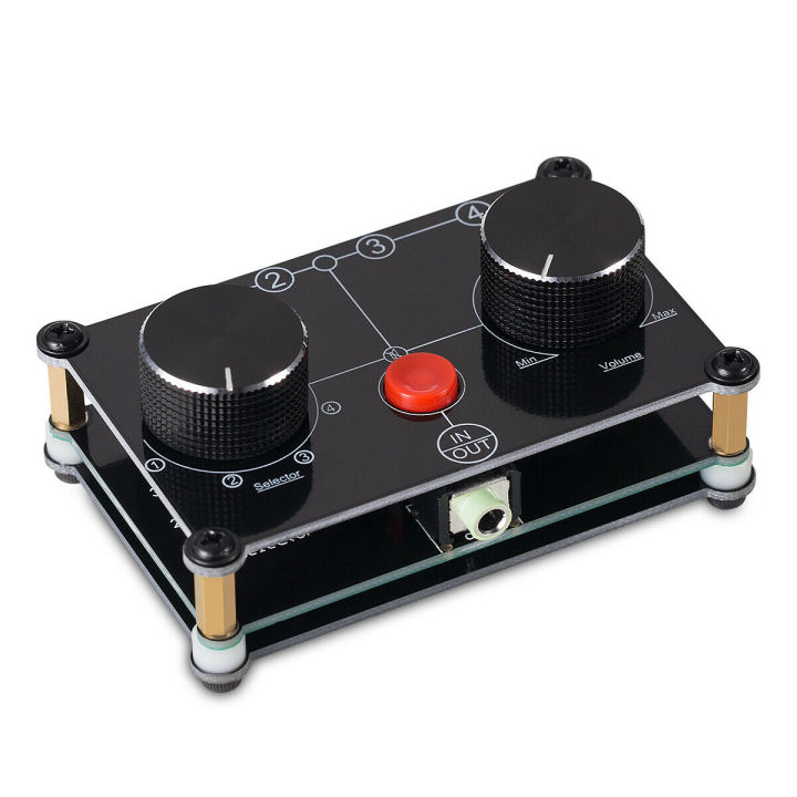 4-Way Stereo Audio Selector Switch Box 3.5mm AUX Speaker Headphone Jack ...