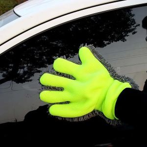 2PCS Double-Sided Microfiber Car Cleaning Gloves 5-Finger Thick Brush Soft Detailing Towel Household
