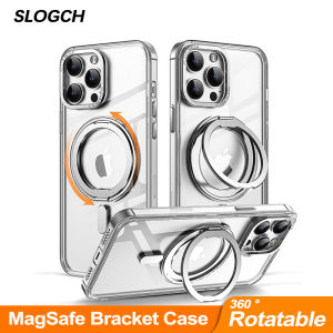 MagSafe Metal Ring Stand Phone Case For iPhone 17Air 16e 16 15 14 13 12 11 Pro Max Plus Kickstand Transparent Shockproof Cover For iPhone 16 17 18 Pro Max Military Grade 360 °Rotatable Bracket Casing