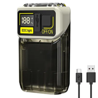 [ถูกสุด🇹🇭✅]Led COB EDC พวงกุญแจไฟฉาย 6 โหมดแสง Super Bright หมวกคลิปไฟแบตเตอรี่จอแสดงผลระดับ Type-C ชาร์จ USB หน้าอกแสง [superecho.th][ถูกสุด🇹🇭✅]