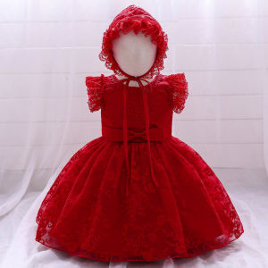 Red White Newborn Child Big Bow Baptism 1st Birthday Dress For Baby Girl Clothes Short Sleeve Princess Party Wedding Infant Piano Kid Dresses for 6 9 12 18 months 1 yrs old