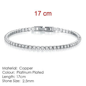 Fashion 2.5mm Zirconia Tennis Bracelet for Women Crystal Charm Designer Tennis Thin Chain Bracelet on Hand Wedding Jewelry