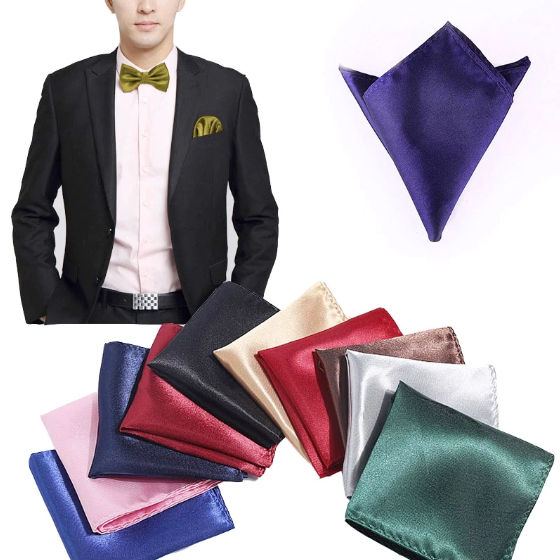 ผ้าเช็คหน้า Satin Handkerchief For Men Candy Color Mens Suits Pocket