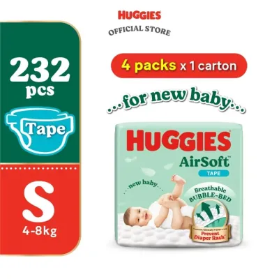 Huggies AirSoft Pants Diapers S Size for Newborns 4-8kg 232pcs Carton - Comfort Fit & Absorbent