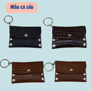 Ví móc chìa khóa da mini móc khóa ví da ví chìa khóa đa năng đựng dây cột tóc thẻ giữ xe thẻ ATM...