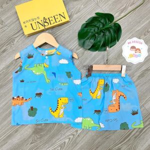 [Chọn màu] Bộ quần áo bé trai sát nách vải tole lanh loại 1 size 7-35kg