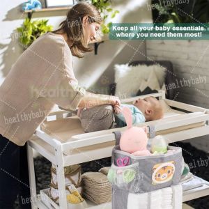 Baby Crib Hanging Organizer Large Capacity Nursery Storage Bag for Diapers Oxford Hanging Diaper Bag