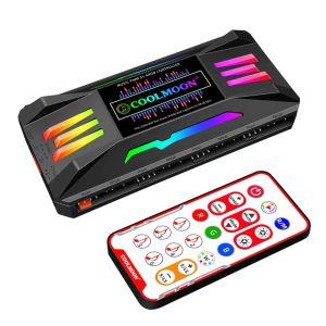 CoolMoon ARGB Controller 4in1 PWM ARGB Music Rhythm Wireless Remote 5V3P Hub Aura RGB Sync Asus Gigabyte MSI Asrock Etc