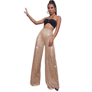 Phụ Nữ Của Lấp Lánh Kim Loại Quần sequin lấp lánh Quần Legging rộng Quần Ống Loe Cho Khiêu Vũ chơi đêm Và Lễ Phục Trang Phục