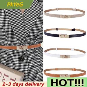 PkYeG PU Thin Belt Womens Fashion Casual Accessories Luxury Design Girdle Korean Corset Adjustable Metal Buckle