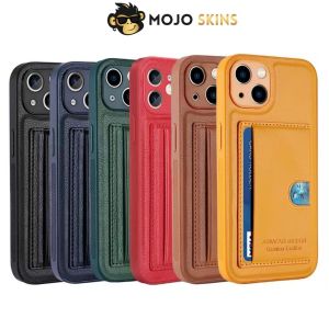 [MojoSkins] Leather Wallet Casing iPhone 13 Pro Max 12 Pro iPhone 11 XS MAX XR X 7 Plus Card Slot Stand Diary Case