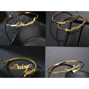Gelang Nama Custom Variasi Love di bawah Lapis Emas 24k