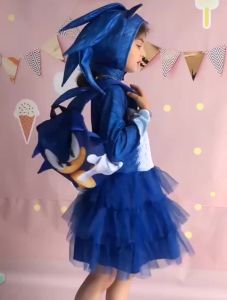 FCAnime Sonic the Hedgehog Costume For Kids Cartoon Game Prop Clothing Sets Boy Girl Sonic Cosplay Jumpsuit With Gloves Schoolbag Hat Cap