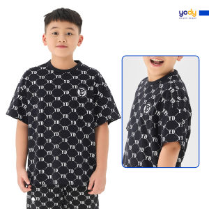 Áo phông cổ tròn cho bé YODY thun form rộng thoải mái áo hoạ tiết monogram cá tính TSK6250