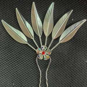 DEUKIO กิ๊บดีไซน์ลายใบไม้หรูหราสำหรับผู้หญิงเครื่องประดับสไตล์ไทยดั้งเดิม