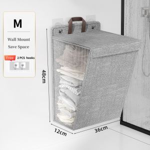 Space-Saving Laundry Organizer – Wall-Mounted with Lid No Floor Space Needed | Ideal for Filipino Bathrooms!