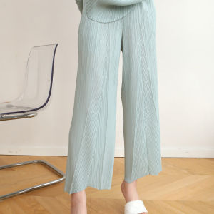 Female Pleated T-Shirt Round Neck Sleeveless Loose Irregular 2085 or Ankle-Length Pants 2088 (Top and Trousers are sold separately)