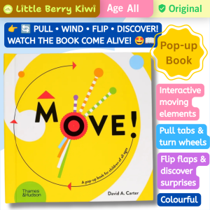 MOVE! by David A. Carter | Thames & Hudson | Interactive Pop-Up Book | Children All Ages | Pull Wind Flip Flap | Hands-On | Visual Book | Birthday gift present idea
