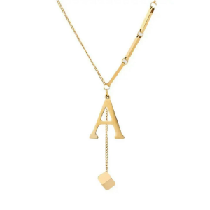Titanium Steel Initial Letter Necklace for Women Pendant Necklace Gold Chain sweater chain Accessories
